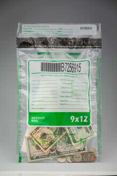 9" x 12"  ECO STAT Deposit Bag with External Pocket - Clear